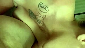 my thick cock slides perfectly into her tattooed hairless mouth for sloppy blowjob