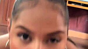 Petite latina teen slams sloppy deepthroat rimjob POV cum gulp