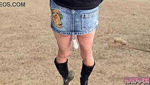 climax hard with anal vibrator in miniskirt n boots outdoor slut play