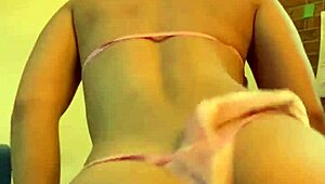 Curly babe dances funk teasing her tight vagina open