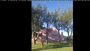 madrasta struts in new bikini around the home garden, flashing her fat ass and tits for stepson