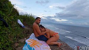 Bold anal pounding with lingerie crossdressing african shemale outdoors in public