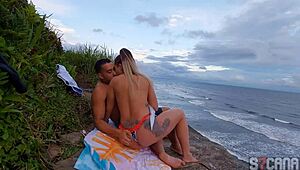 Bold anal pounding with lingerie crossdressing african shemale outdoors in public