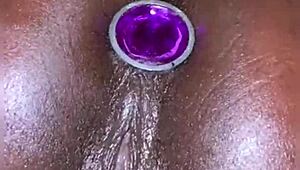 anal plug slips in easy, watch my pussy squirt wildly