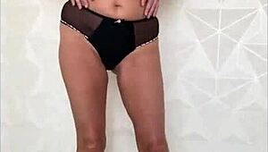 Milf performs taboo handjob insemination with food eggs on huge tits