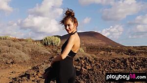 extra skinny russian brunette taya vai poses nude outdoors