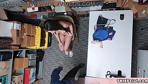 EXTRA CUTE BRUNETTE THIEF TAYLOR CAUGHT PUNISH FUCKED BACKROOM!