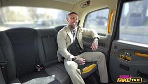 sexy athletic redhead in taxi gives sloppy blowjob and bends over for doggystyle pounding