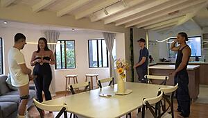 Amateur Latina Milf Joins Group Fuck Riding Big Cocks Doggy ATM Creampie