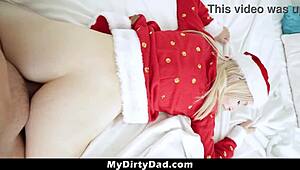 stepdaughter deepthroats stepdad's big dick for christmas gifts on mydirtydad