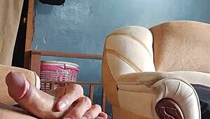 young latina teases panties during intimate living room play