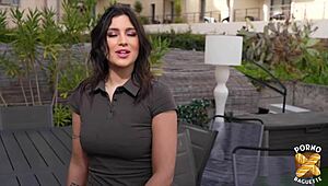 Laury's Huge Natural Tits Lifted by Two Guys in MMF Slut Session!