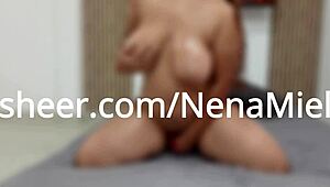 my pink toy makes me cum in oil and moans