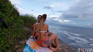 Bold anal pounding with lingerie crossdressing african shemale outdoors in public