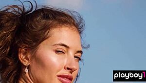 extra skinny russian brunette taya vai poses nude outdoors