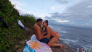 Bold anal pounding with lingerie crossdressing african shemale outdoors in public