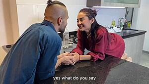 Hey 😍 my stepbrother pounds my wet pussy in the kitchen, bends me over doggystyle, spoons me, then fills me with cum! Allison Sweet creampied 🍆💦