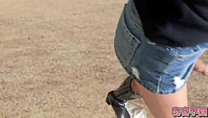 climax hard with anal vibrator in miniskirt n boots outdoor slut play