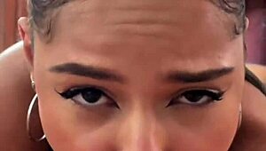 Petite latina teen slams sloppy deepthroat rimjob POV cum gulp