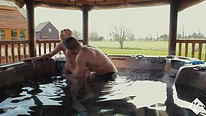 horny housewife holly kiss rides toy boy bareback in hot tub with wet pussy and big fake tits