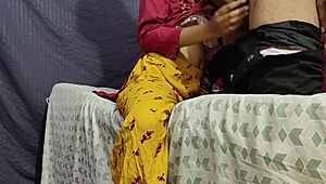 Indian aunty dominated blindfolded spit on gets fucked hard by young boy in bdsm session