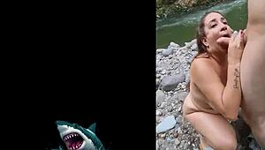 Hot Venezuelan stepmom has raw outdoor sex by the river without condom