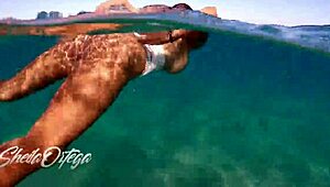 Pornstar Sheila Ortega sucks cock and fucks hard underwater snorkeling