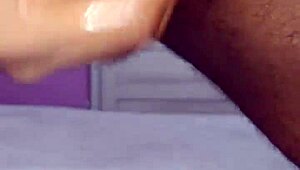 hot young 18+ brunette does solo handjob on fat cock in underwear