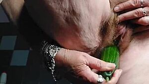 hey oma, ever wonder how that hairy granny beaver gets fucked by a cucumber?
