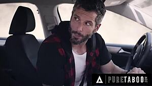 desperate hitchhiker kristen scott bends over for escaped criminal's rough doggystyle pounding but will sloppy cunilingus and facial cum save her?