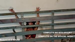 brazilian trans crossdresser spends afternoon on farm with boy in lingerie