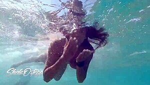 Pornstar Sheila Ortega sucks cock and fucks hard underwater snorkeling