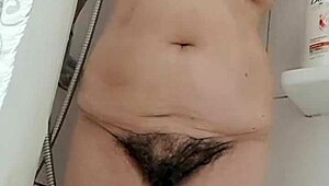 stepmom shows off her hairy pussy and big tits 😍 chubby latina in lingerie teases beaver and curvy ass