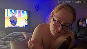 Redhead Glasses Slut Deepthroats Massive BBC