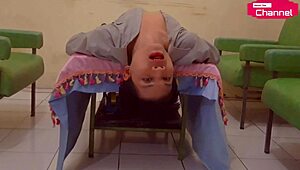 Horny chinese teen fingers herself with banana in california heat