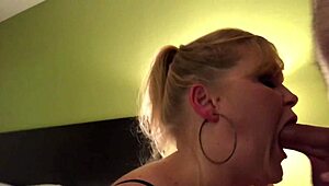 Watch Jenna Jaymes slobber on huge cock before taking massive facial cumshot on her big tits