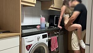 damn while im on phone with bf stepdad eats my shaved pussy fucks hard creampie inside