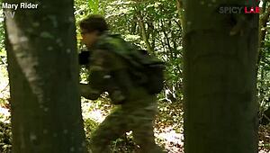 Redhead milf sucks cock then takes outdoor facial cumshot from stranger