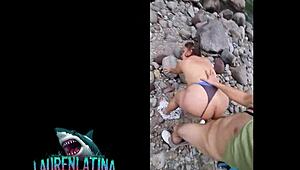 Hot Venezuelan stepmom has raw outdoor sex by the river without condom
