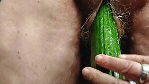 hey oma, ever wonder how that hairy granny beaver gets fucked by a cucumber?