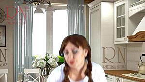 cheerful maid strips panties and devours bananas in vintage dining room