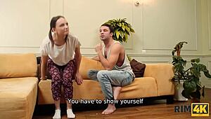 russian mistress in stockings rims then bends for doggystyle ass licking