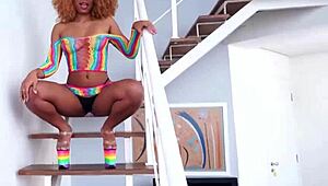 sexy ebony rebeca villar gapes from 3 monster cocks dap