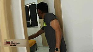 Brunette latina deepthroats big cock then creampied doggystyle