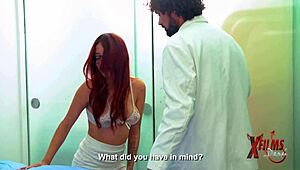 redhead fucks her plastic surgeon's huge cock cowgirl style