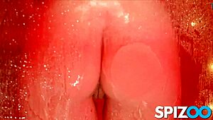 audrey reid spreads wet shaved pussy for friend's big cock in spooning cowgirl quickie