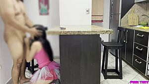 tio bends innocent sobrina over kitchen counter doggystyle