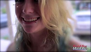 hot blonde chelsie r fingers shaved pussy sucks deep before hard banging cumshot