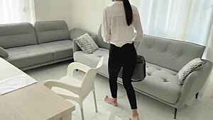 yo, foreign dude ditches lesson to pound busty russian teacher's pussy and blast facial cumshot