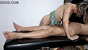 I ripped off that sexy masseuse's clothes for her blowjob and wild ride